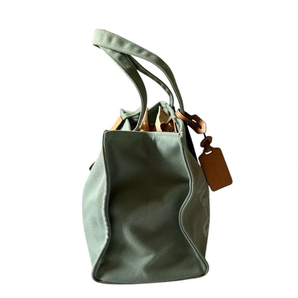 Coach Recycling Makes Me Feel Good Tote 30 Bag New Color: Brass/Iceberg Green
